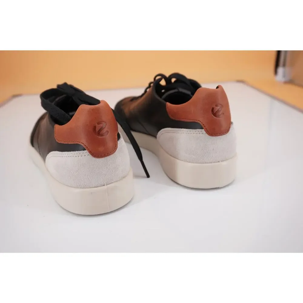Ecco Womens Street Lite Luxe Leather Sneakers S Z 9 / 9.5 Black Brown Low Top